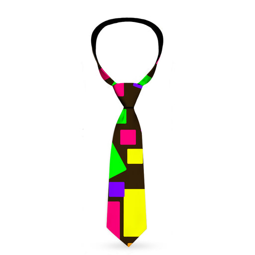 Buckle-Down Necktie - Squares Black/Multi Color Neckties Buckle-Down   
