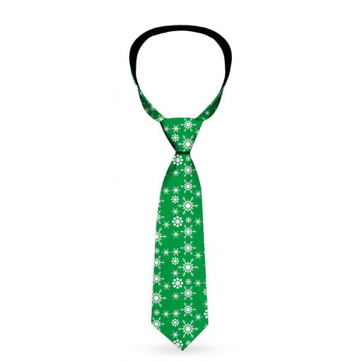 Buckle-Down Necktie - Snowflakes Green/White Neckties Buckle-Down   
