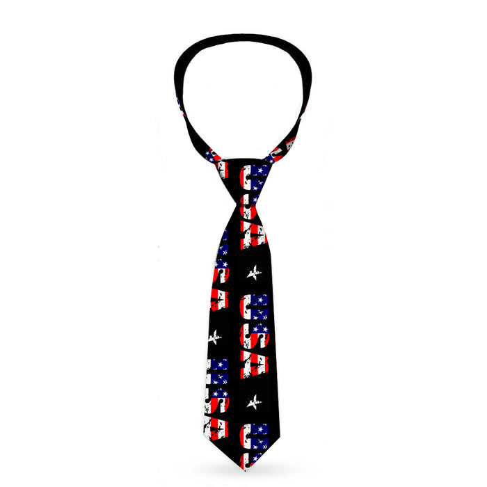 Buckle-Down Necktie - USA w/Star Black/US Flags Neckties Buckle-Down   