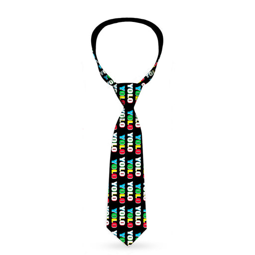 Buckle-Down Necktie - YOLO Black/Multi Color Neckties Buckle-Down   