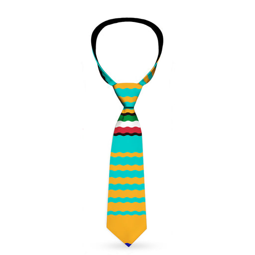 Buckle-Down Necktie - Zarape6 Vertical Stripe Gold/Blues/Black/Red Neckties Buckle-Down   