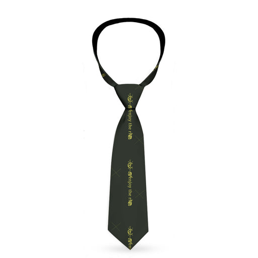 Buckle-Down Necktie - BD Winged Skull ENJOY THE RIDE Olive/Lime Green Neckties Buckle-Down   