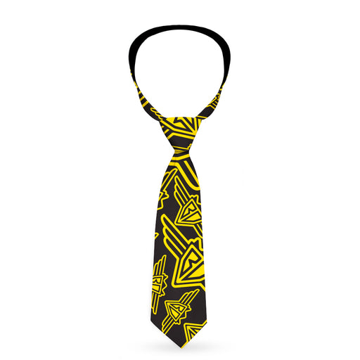 Buckle-Down Necktie - BD Logo Scattered Black/Yellow Neckties Buckle-Down   