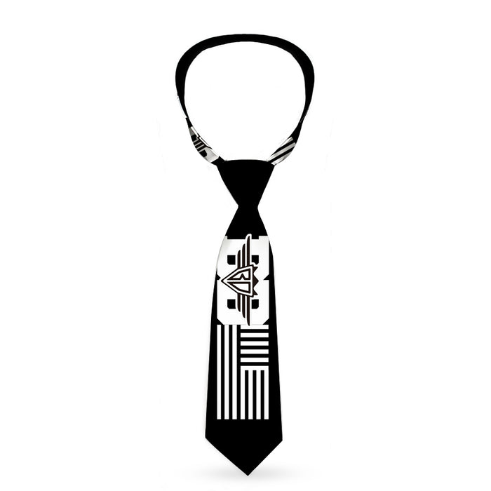 Buckle-Down Necktie - BD Logo/American Stripe Flag White/Black Neckties Buckle-Down   