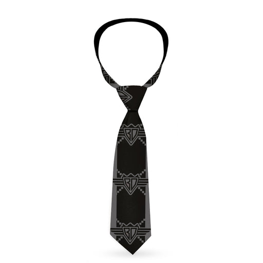 Buckle-Down Necktie - BD Monogram2 Black/Gray Neckties Buckle-Down   