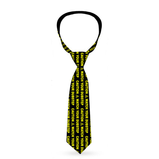 Buckle-Down Necktie - CAUTION WATCH YOUR DUBSTEP Black/Yellow Neckties Buckle-Down   