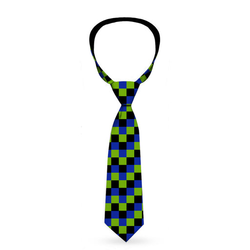 Buckle-Down Necktie - Checker Trio Green/Black/Blue Neckties Buckle-Down   
