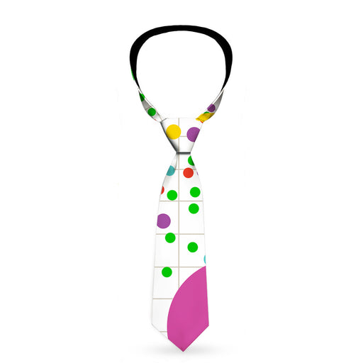 Buckle-Down Necktie - Dots/Grid3 White/Gray/Multi Color Neckties Buckle-Down   