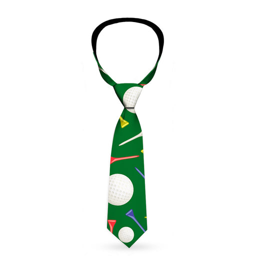 Buckle-Down Necktie - Golf Balls/Tees Scattered Green/Multi Color Neckties Buckle-Down   