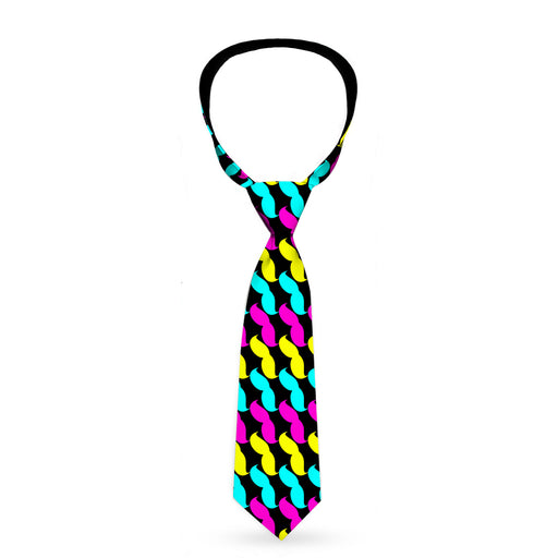 Buckle-Down Necktie - Mustache Monogram Black/Fuchsia/Turquoise/Yellow Neckties Buckle-Down   