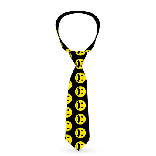 Buckle-Down Necktie - Mustache Happy Face2 Black/Yellow/Black Neckties Buckle-Down   