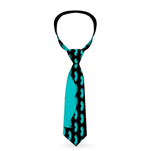 Buckle-Down Necktie - Mustaches Mini/Single Repeat Black/Turquoise Neckties Buckle-Down   