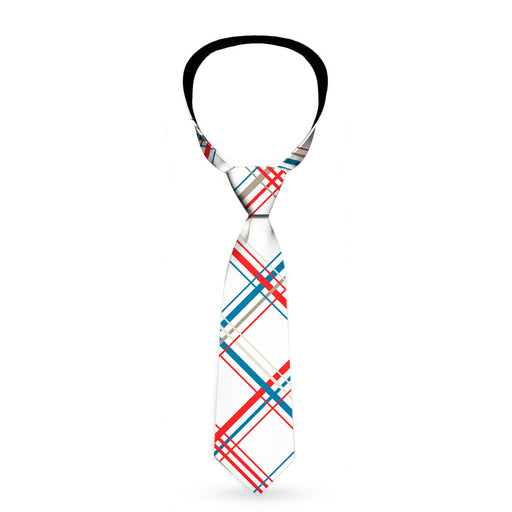 Buckle-Down Necktie - Plaid X White/Red/Turquoise/Gray Neckties Buckle-Down   