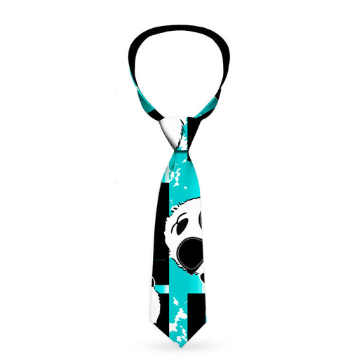 Buckle-Down Necktie - Multi Panda w/Sunglasses Stripe Turquoise/Black Neckties Buckle-Down   