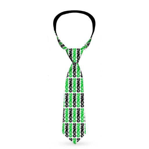 Buckle-Down Necktie - SWAGG White/Black/Green Neckties Buckle-Down   