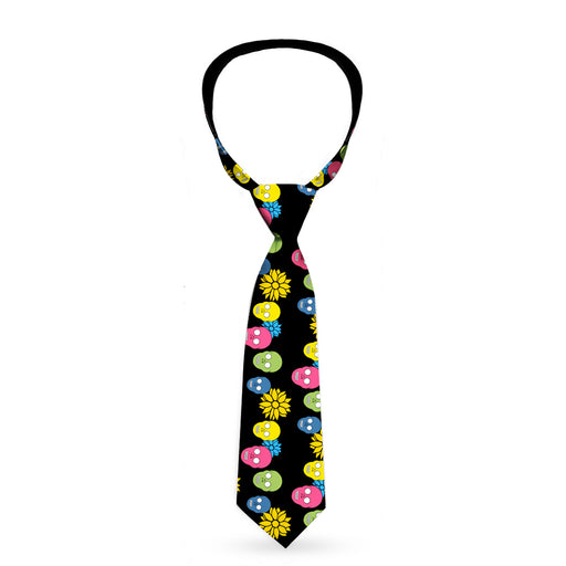 Buckle-Down Necktie - Skulls & Flowers Black/Multi Color Neckties Buckle-Down   