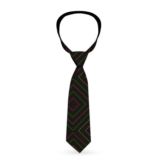 Buckle-Down Necktie - Square Lines Black/Greens/Pinks Neckties Buckle-Down   