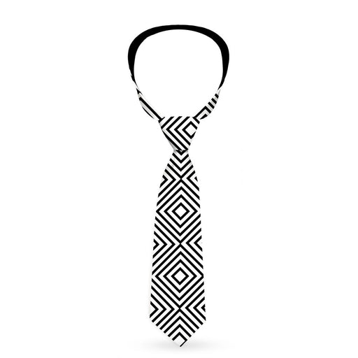 Necktie Standard - Square Lines White/Black Neckties Buckle-Down   