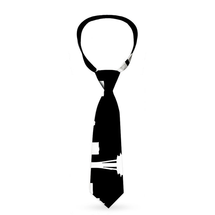 Buckle-Down Necktie - Seattle Solid Skyline Black/White Neckties Buckle-Down   