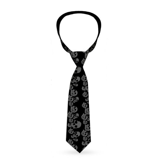 Buckle-Down Necktie - Skulls Stacked Weathered Black/Gray Neckties Buckle-Down   