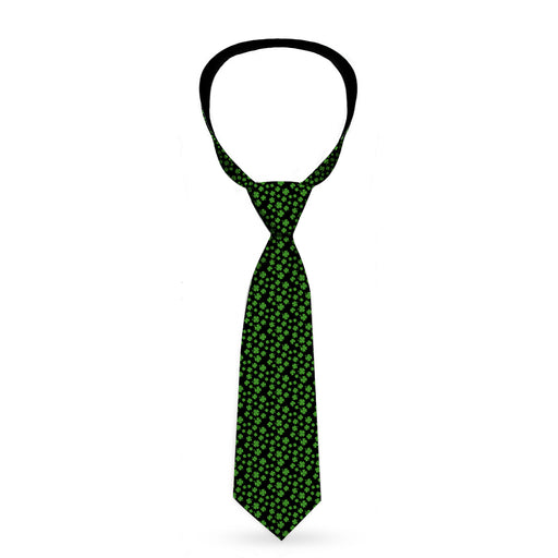 Buckle-Down Necktie - St. Pat's Clovers Scattered Black/Green Neckties Buckle-Down   