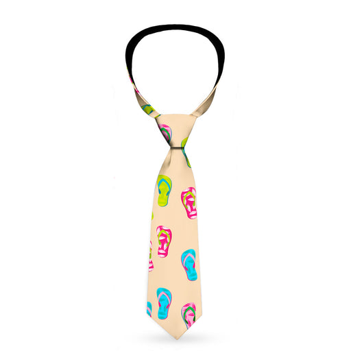 Buckle-Down Necktie - Tropical Flip Flops Tan/Multi Color Neckties Buckle-Down   