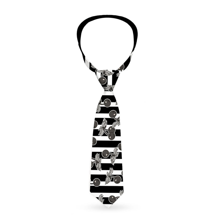 Buckle-Down Necktie - Cherries Scattered/Vertical Stripe White/Black/Grays Neckties Buckle-Down   