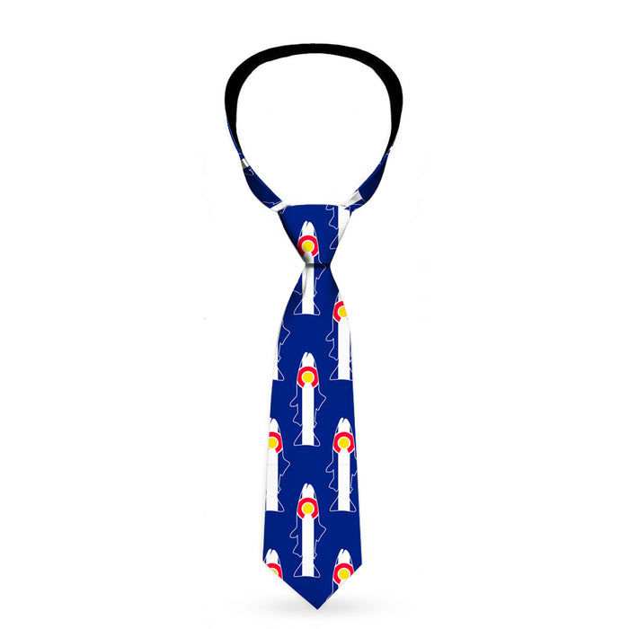 Buckle-Down Necktie - Colorado Trout Flag Blue/White/Red/Yellow Neckties Buckle-Down   
