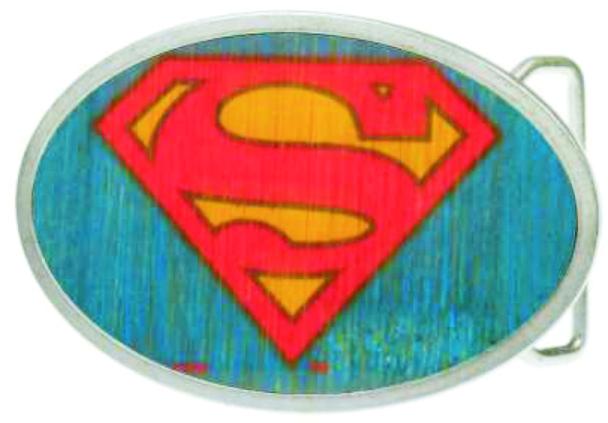 Superman Framed FCWood Blue - Matte Oval Rock Star Buckle Belt Buckles DC Comics   
