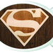 Superman Logo Framed Marquetry Black Walnut/Maple - Chrome Oval Rock Star Buckle Belt Buckles DC Comics   