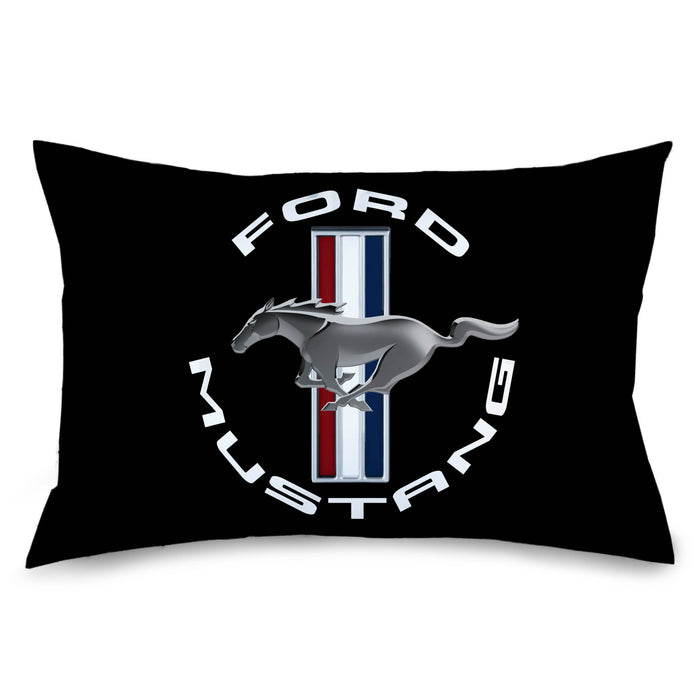 Pillowcase - STANDARD - FORD MUSTANG Tri-Bar Logo Black/White/Silver/Red/Blue Pillow Cases Ford   