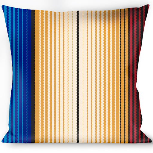 Buckle-Down Throw Pillow - Zarape6 Vertical Stripe Gold/Blues/Black/Red Throw Pillows Buckle-Down   