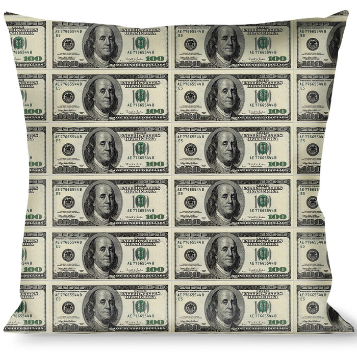 Buckle-Down Throw Pillow - 100 Dollar Bills Throw Pillows Buckle-Down   