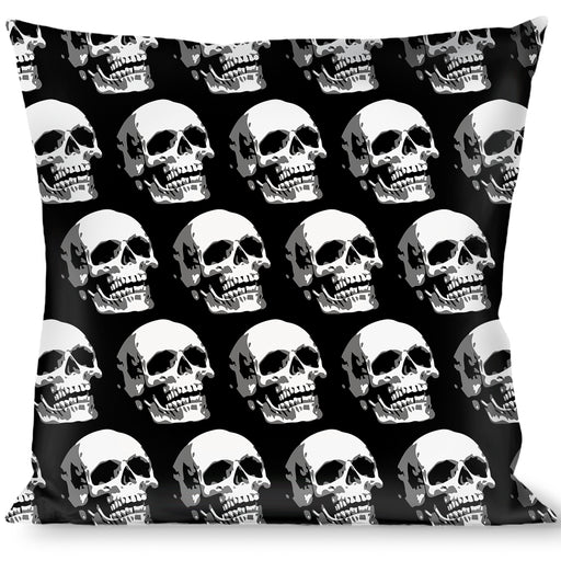 Buckle-Down Throw Pillow - 3-D Skulls Repeat Black/Grays/White Throw Pillows Buckle-Down   