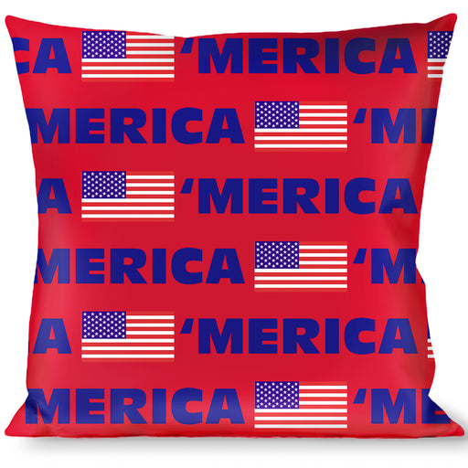 Buckle-Down Throw Pillow - MERICA/US Flag Red/Blue/White Throw Pillows Buckle-Down   