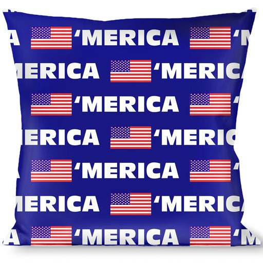 Buckle-Down Throw Pillow - MERICA/US Flag Blue/White/Red Throw Pillows Buckle-Down   