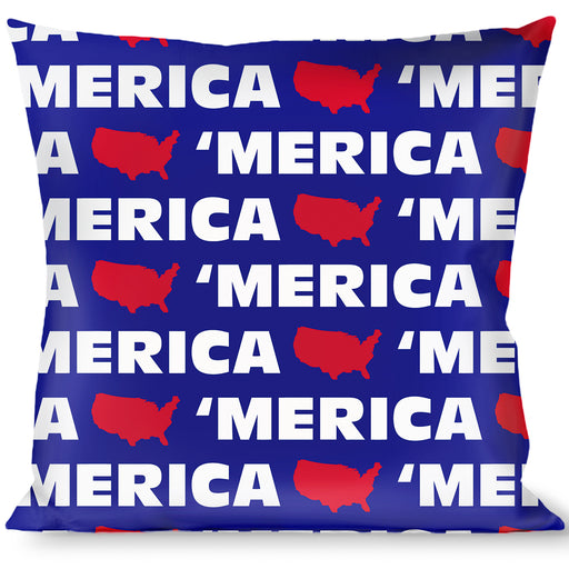 Buckle-Down Throw Pillow - MERICA/USA Silhouette Blue/White/Red Throw Pillows Buckle-Down   
