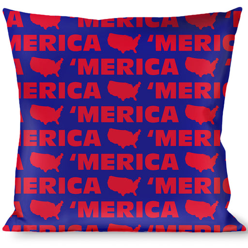 Buckle-Down Throw Pillow - MERICA/USA Silhouette Blue/Red Throw Pillows Buckle-Down   