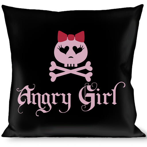 Buckle-Down Throw Pillow - Angry Girl Black/Pink Throw Pillows Buckle-Down   