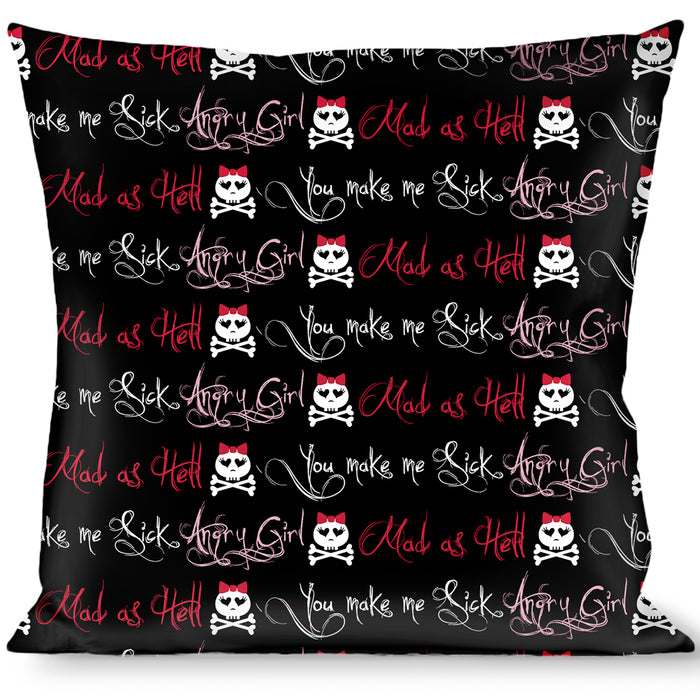 Buckle-Down Throw Pillow - Angry Girl/Mad As Hell/You Make Me Sick Throw Pillows Buckle-Down   