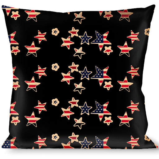 Buckle-Down Throw Pillow - Americana Stars & Flags Black/Red/White/Blue Throw Pillows Buckle-Down   