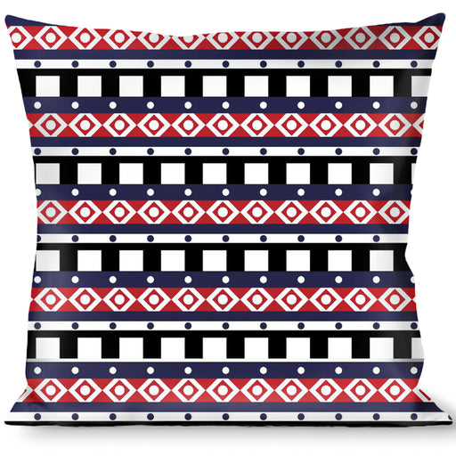 Buckle-Down Throw Pillow - Aztec13 White/Navy/Red/Black Throw Pillows Buckle-Down   