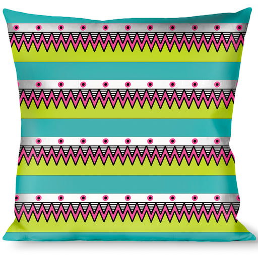 Buckle-Down Throw Pillow - Aztec 14 Seafoam Green/White/Pink/Lime Green/Black Throw Pillows Buckle-Down   