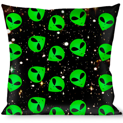 Buckle-Down Throw Pillow - Aliens Head Scattered Galaxy2/Green/Black Throw Pillows Buckle-Down   