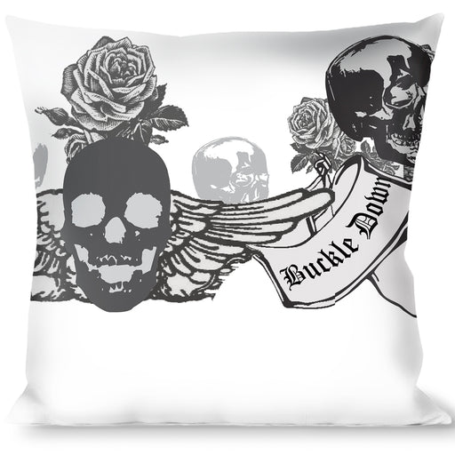 Buckle-Down Throw Pillow - BD Skull w/Roses Throw Pillows Buckle-Down   