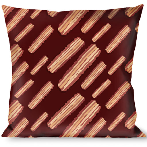 Buckle-Down Throw Pillow - Bacon Slices Maroon Throw Pillows Buckle-Down   