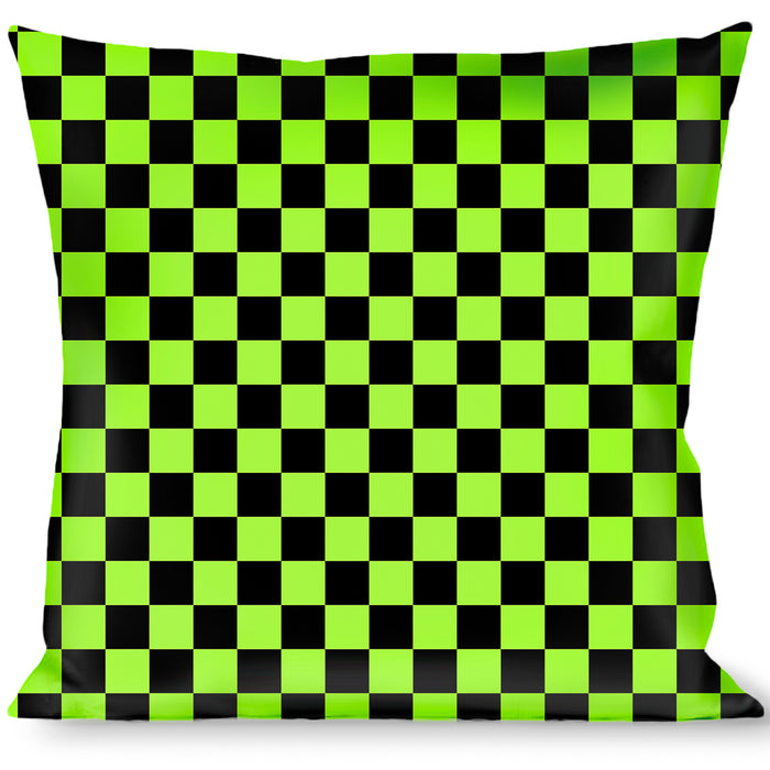 Buckle-Down Throw Pillow - Checker Black/Neon Green Throw Pillows Buckle-Down   