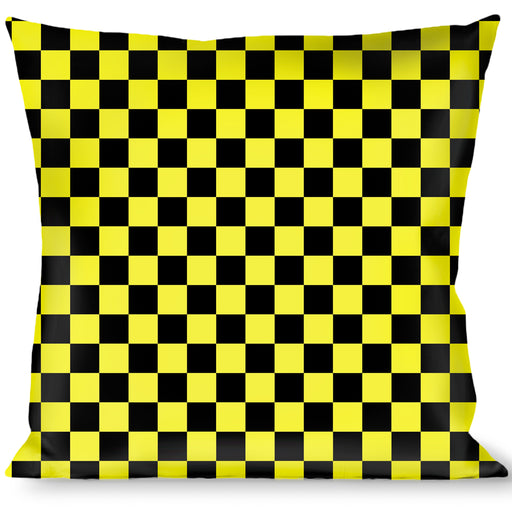 Buckle-Down Throw Pillow - Checker Black/Neon Yellow Throw Pillows Buckle-Down   