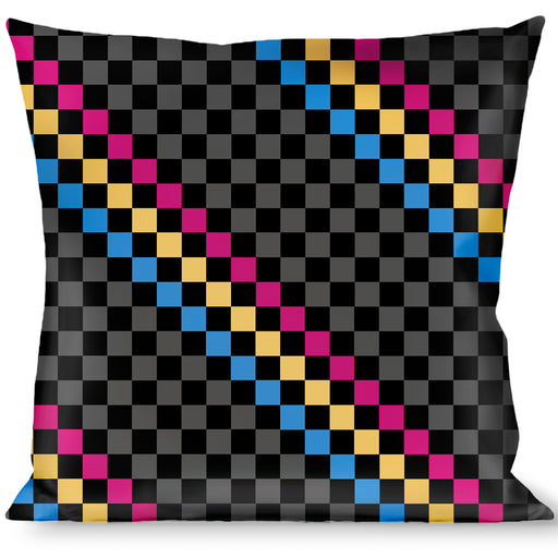Buckle-Down Throw Pillow - Checker Stripe Black/Gray/Blue/Gold/Pink Throw Pillows Buckle-Down   