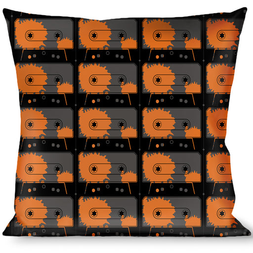 Buckle-Down Throw Pillow - Cassette Splatter Gray/Orange Throw Pillows Buckle-Down   